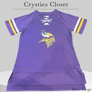 Minnesota Vikings Fanatics Women's Bling Athena Jersey‎ Style Lace-up T-Shirt